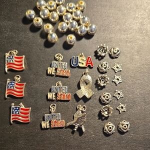 Premier Designs Patriotic Charm Bracelet Set - Silver, Gold, Red, Blue